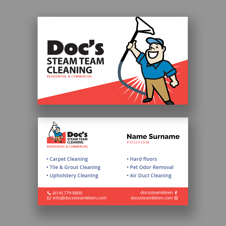 Business Card Design by Andrés Sebastián for Doc's Steam Team Cleaning | Design #32502747