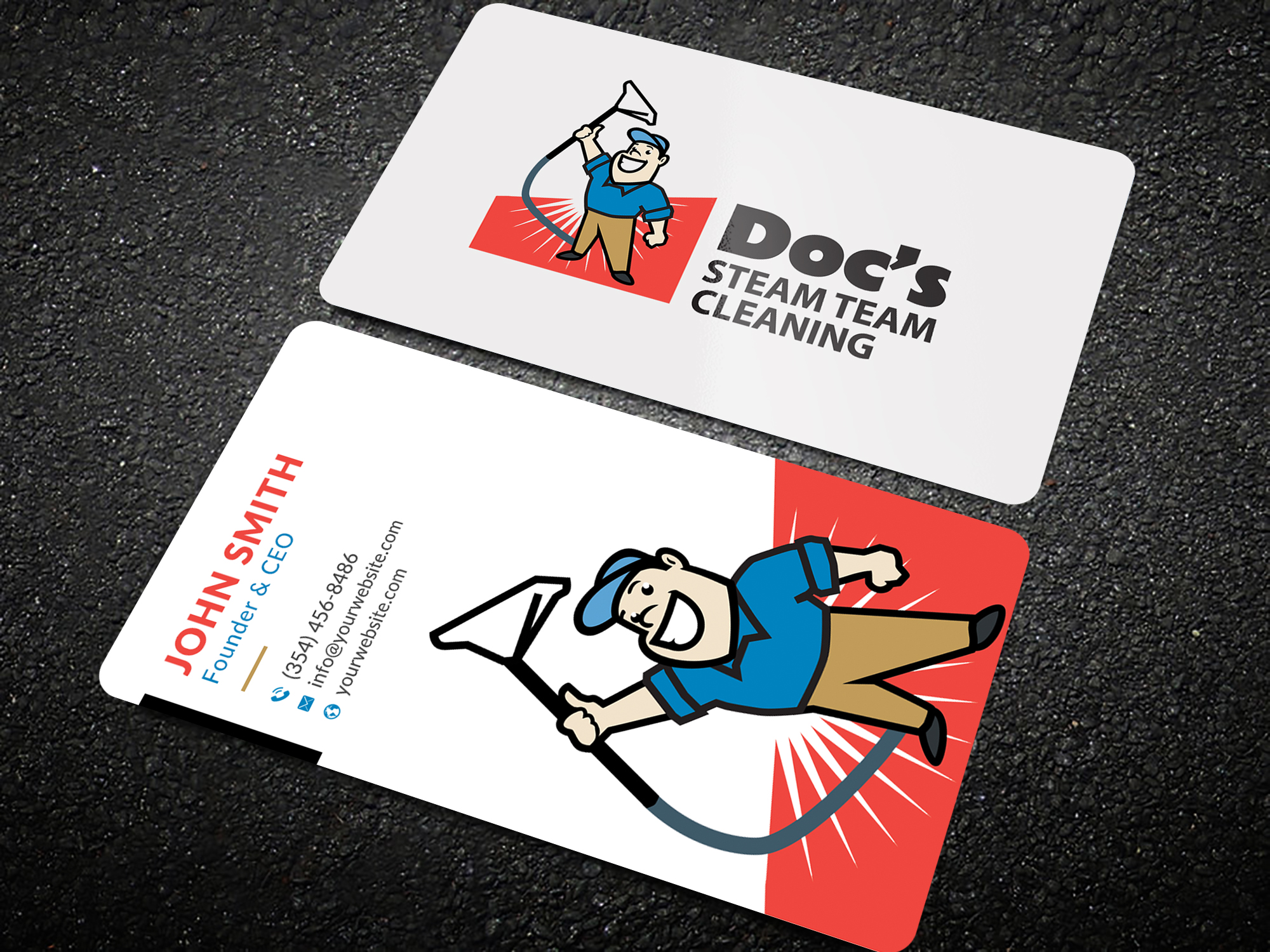 Business Card Design by Sun Moon Graphic Designer for Doc's Steam Team Cleaning | Design #32504633