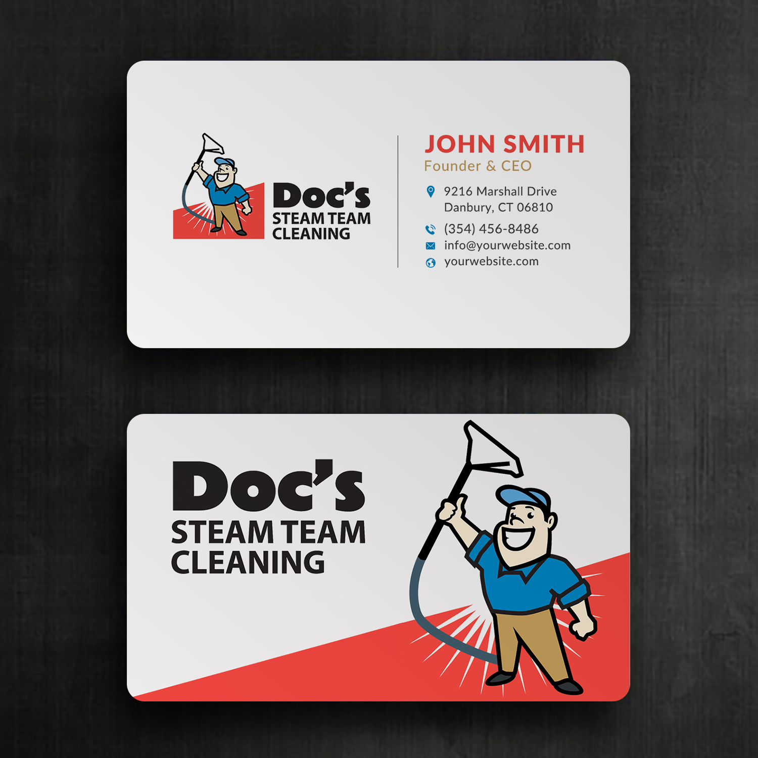 Business Card Design by Sun Moon Graphic Designer for Doc's Steam Team Cleaning | Design #32504634