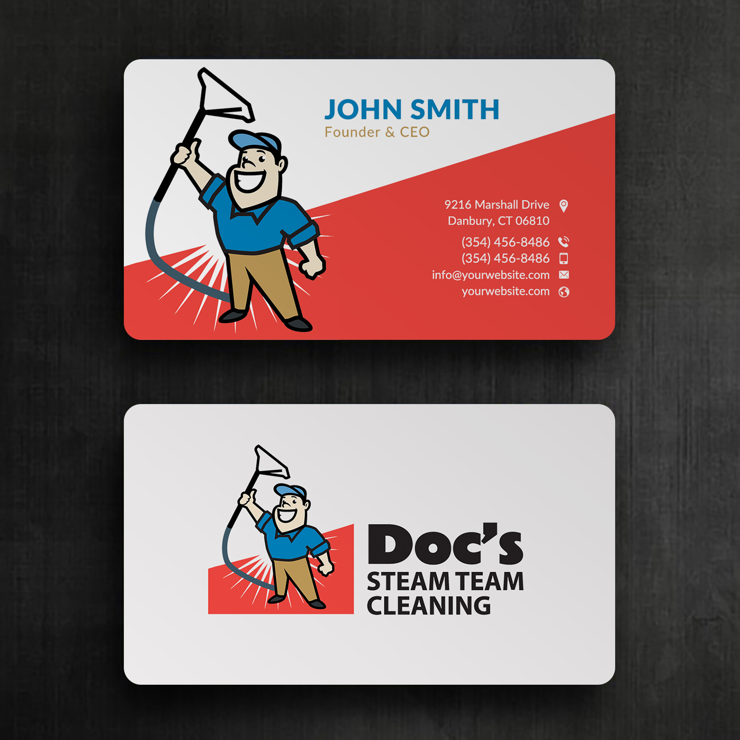 Business Card Design by Sun Moon Graphic Designer for Doc's Steam Team Cleaning | Design #32504635