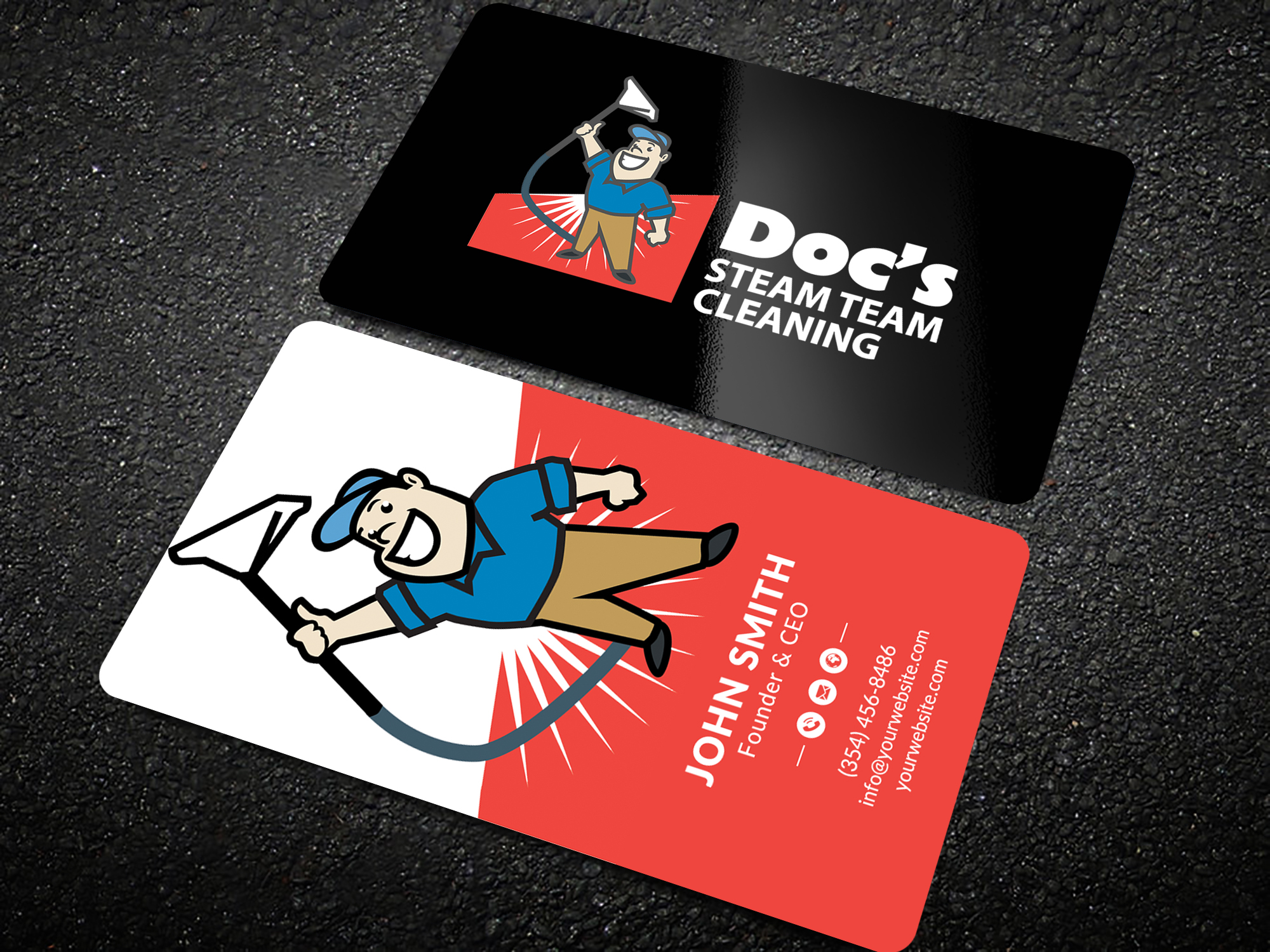 Business Card Design by Sun Moon Graphic Designer for Doc's Steam Team Cleaning | Design #32504636