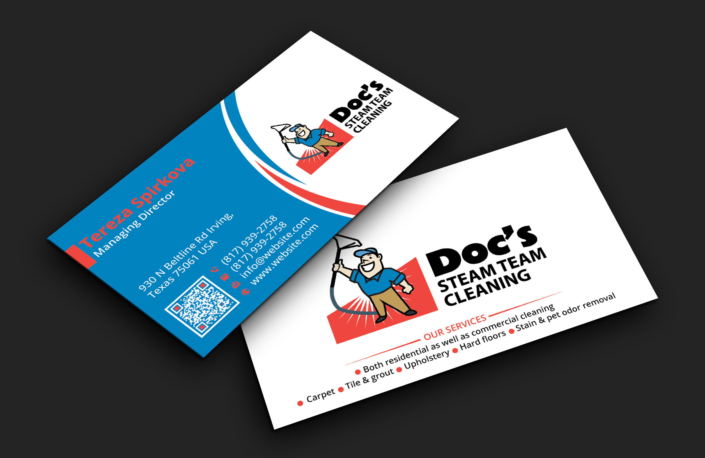 Business Card Design by DesignerShahadat for Doc's Steam Team Cleaning | Design #32501839