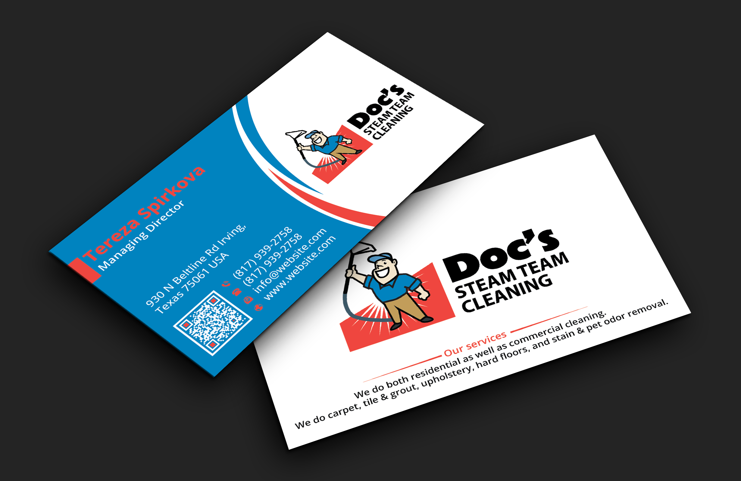 Business Card Design by DesignerShahadat for Doc's Steam Team Cleaning | Design #32501840