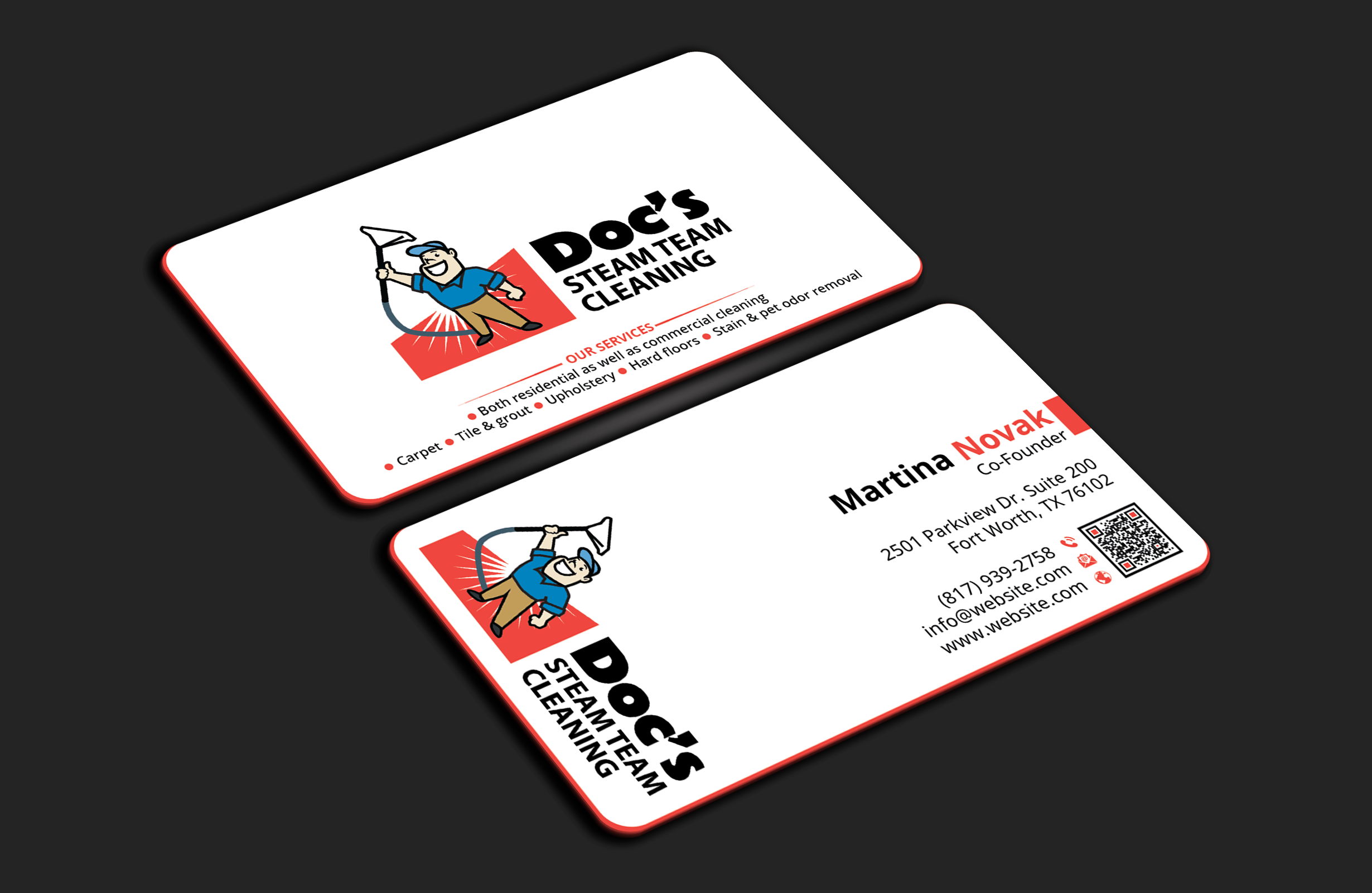 Diseño de Tarjeta de Presentación por DesignerShahadat para Doc's Steam Team Cleaning | Diseño #32502001