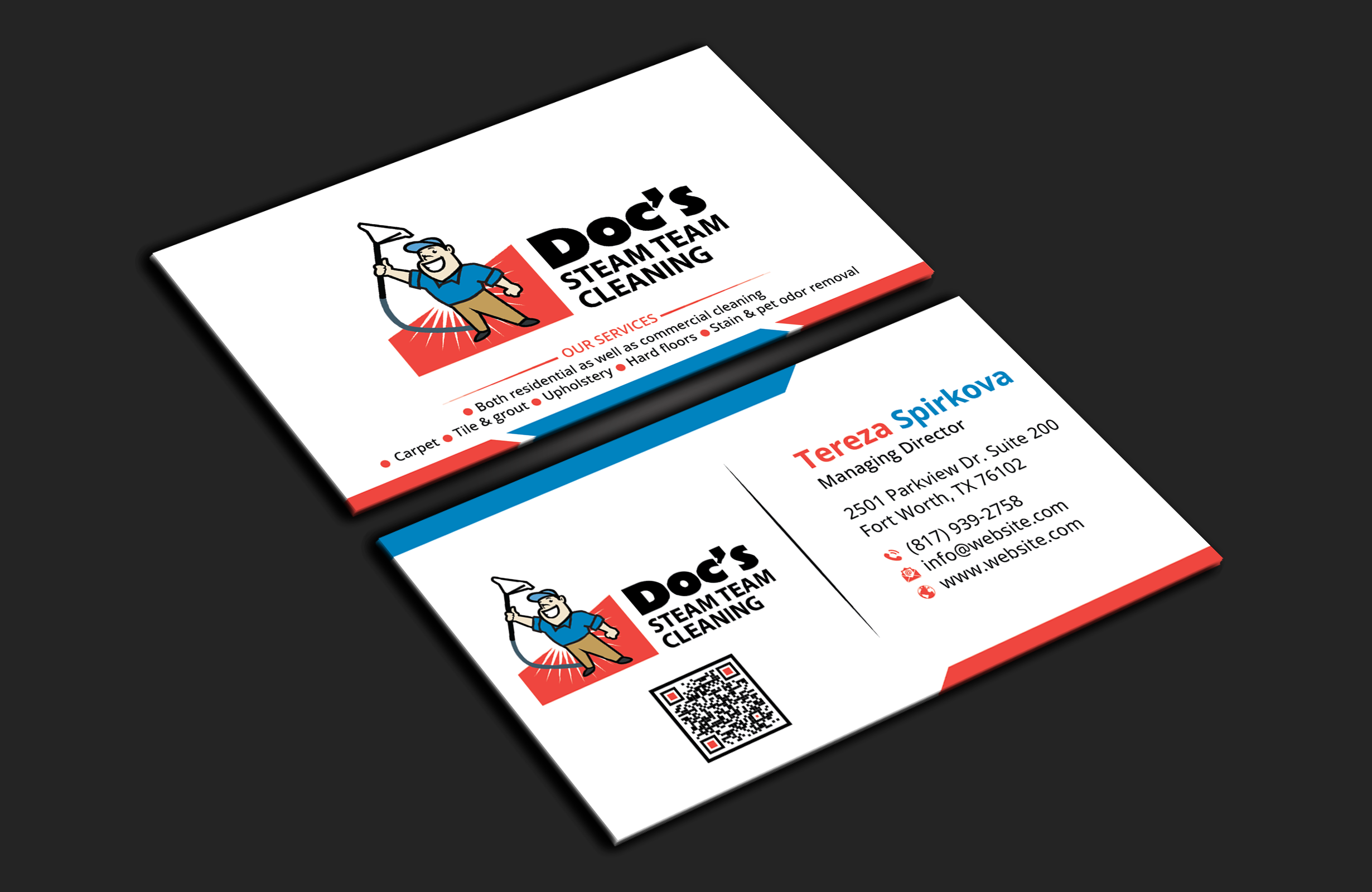 Diseño de Tarjeta de Presentación por DesignerShahadat para Doc's Steam Team Cleaning | Diseño #32502644