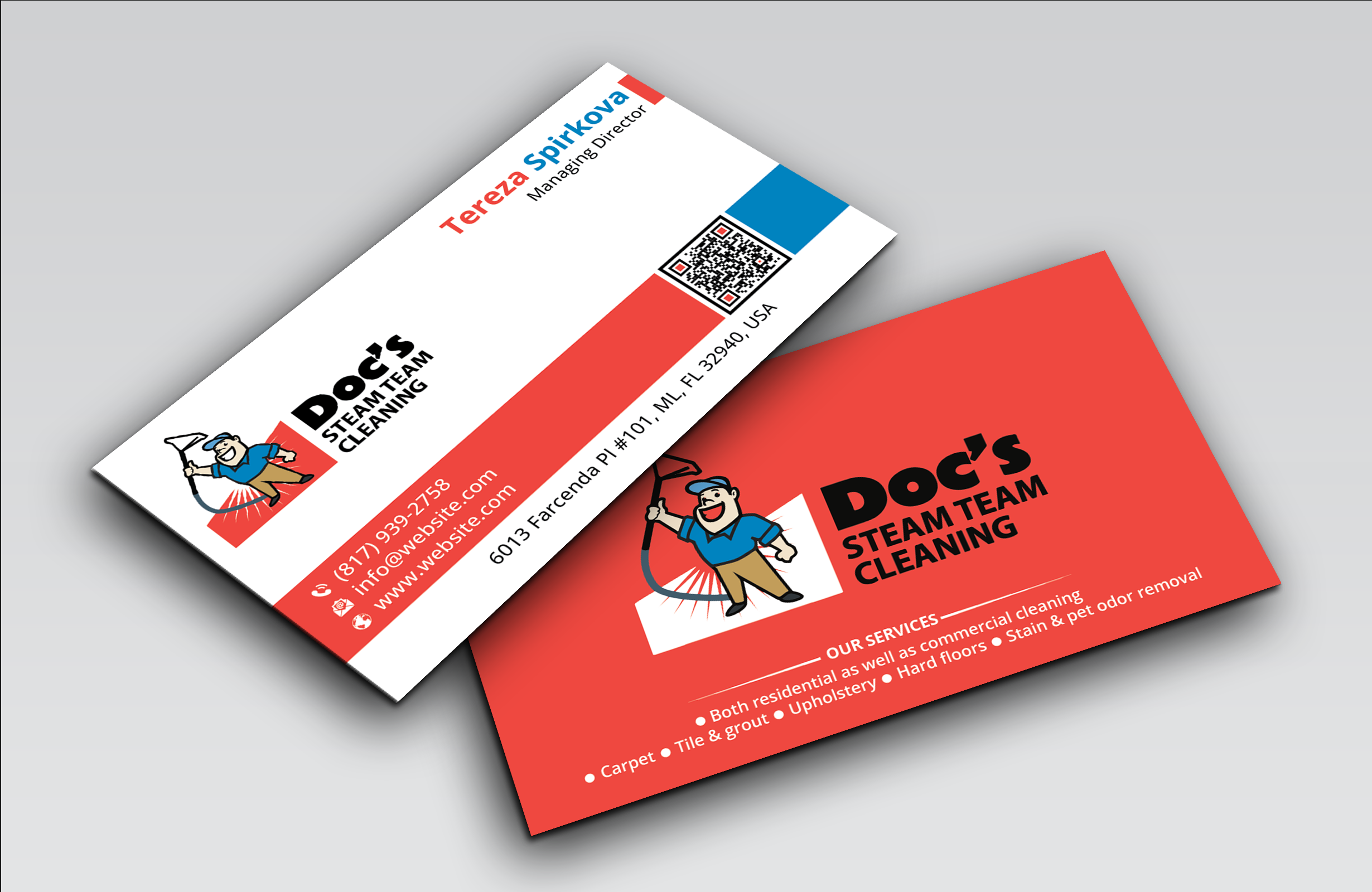 Diseño de Tarjeta de Presentación por DesignerShahadat para Doc's Steam Team Cleaning | Diseño #32502679