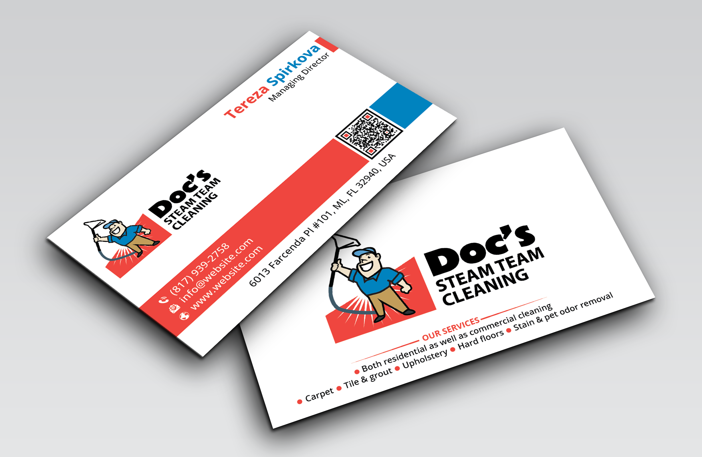 Diseño de Tarjeta de Presentación por DesignerShahadat para Doc's Steam Team Cleaning | Diseño #32502680