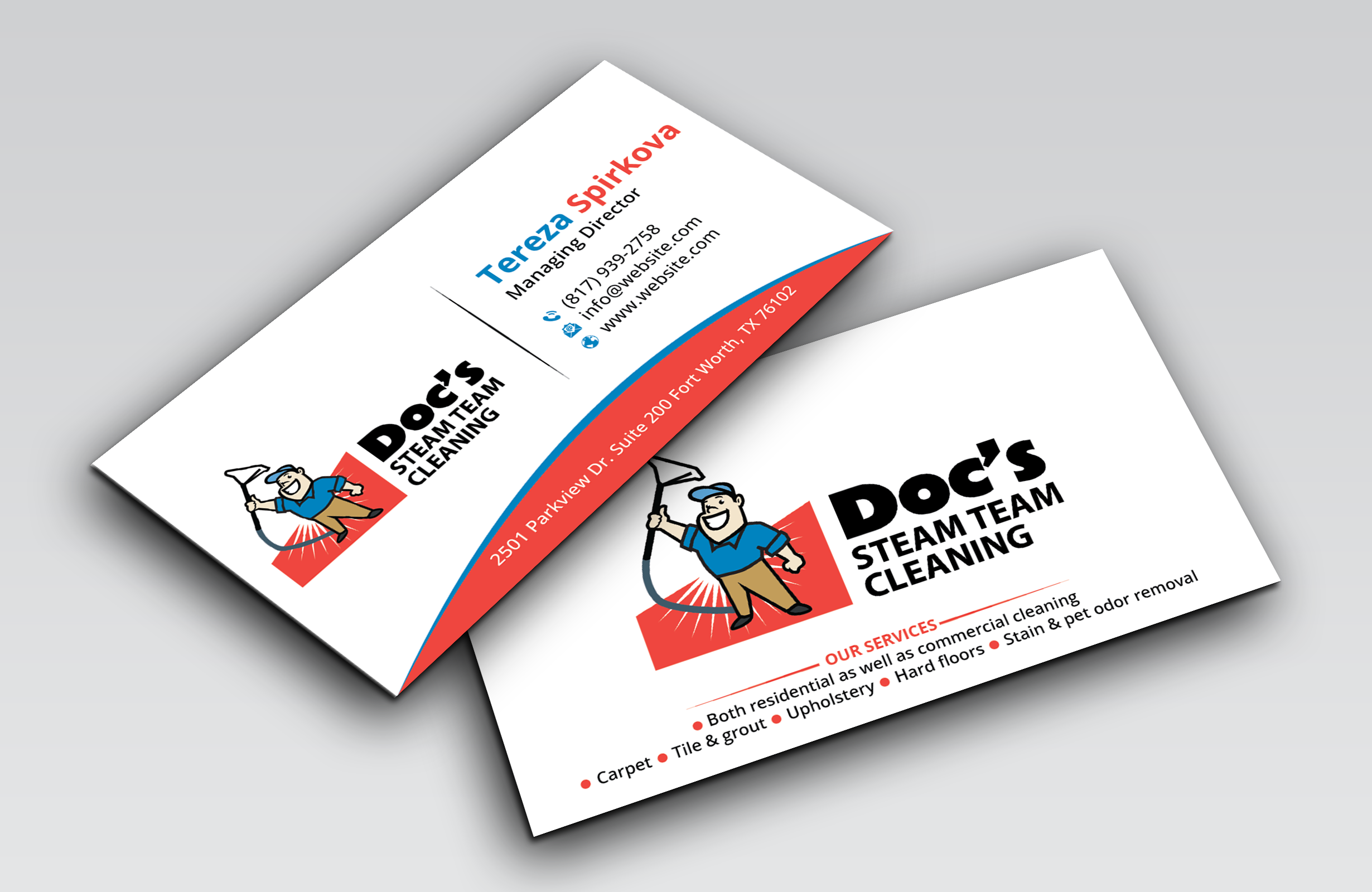 Diseño de Tarjeta de Presentación por DesignerShahadat para Doc's Steam Team Cleaning | Diseño #32502685