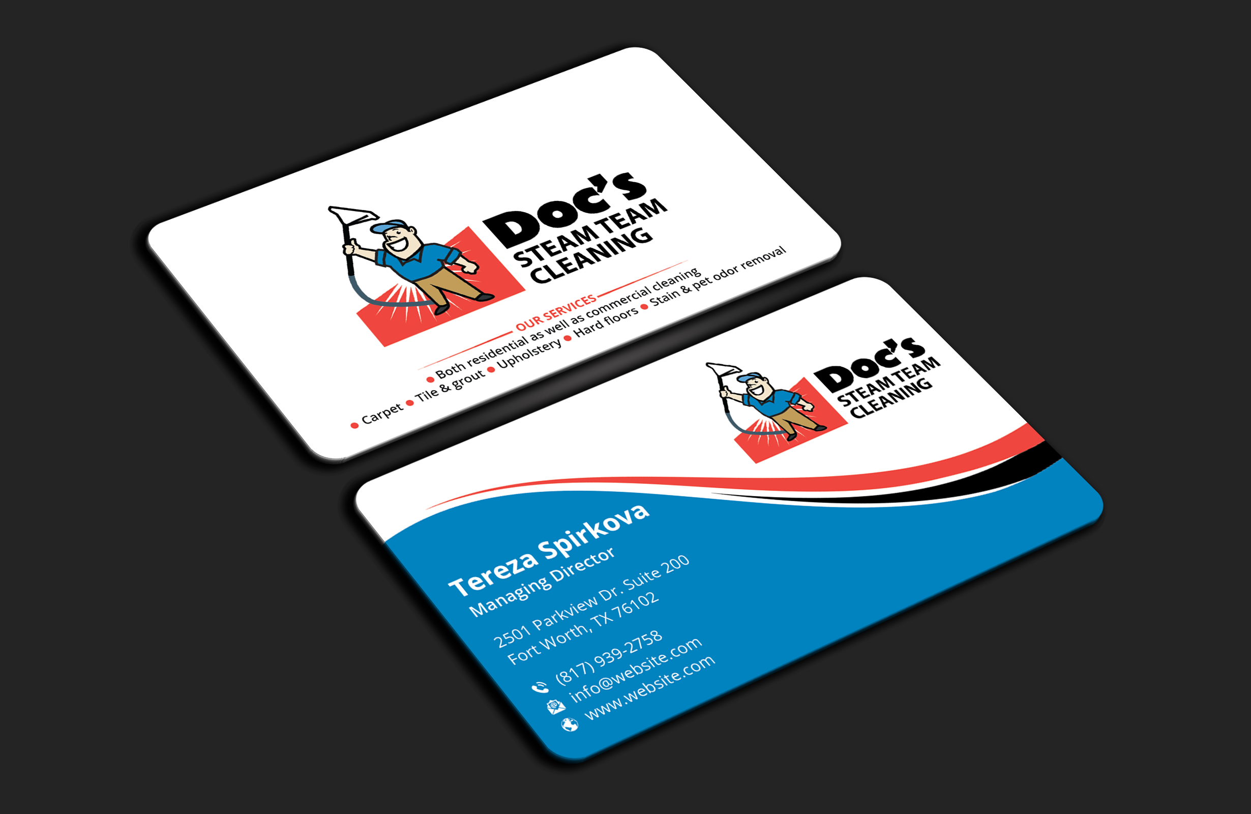 Diseño de Tarjeta de Presentación por DesignerShahadat para Doc's Steam Team Cleaning | Diseño #32502692