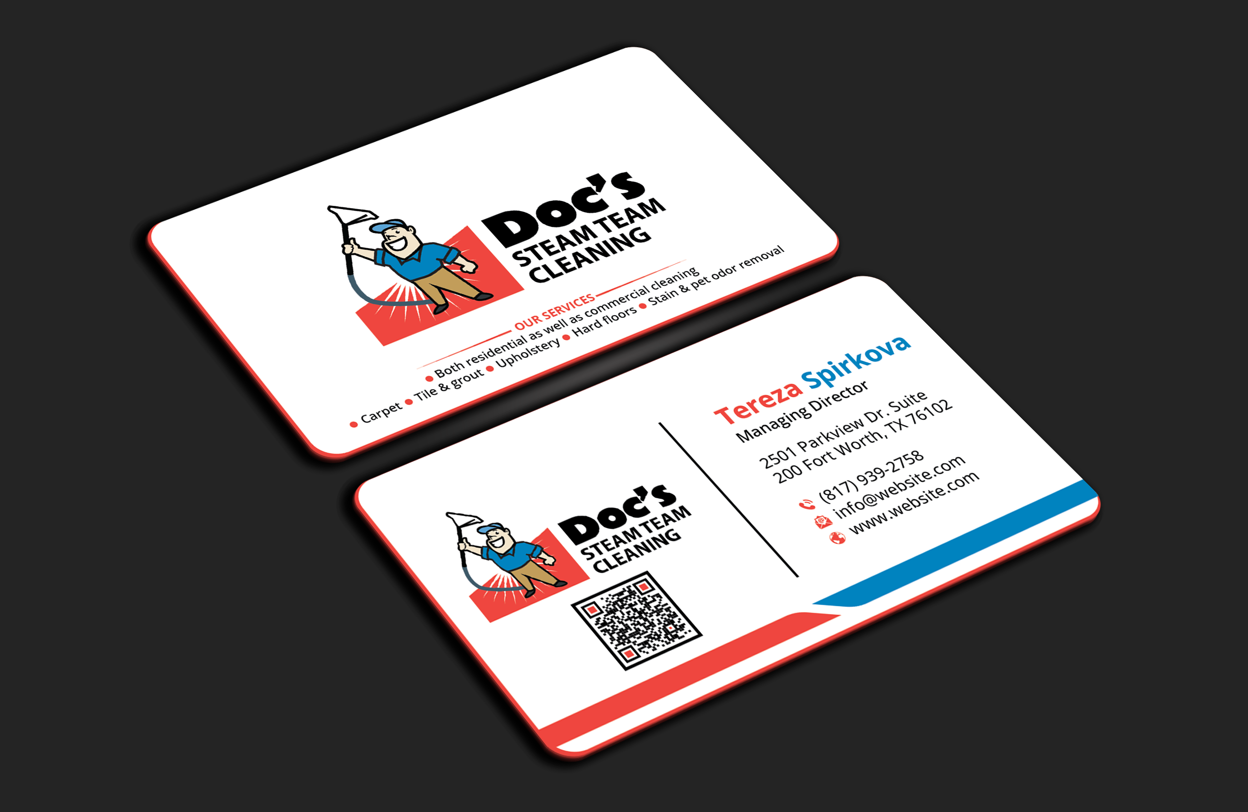 Diseño de Tarjeta de Presentación por DesignerShahadat para Doc's Steam Team Cleaning | Diseño #32502693