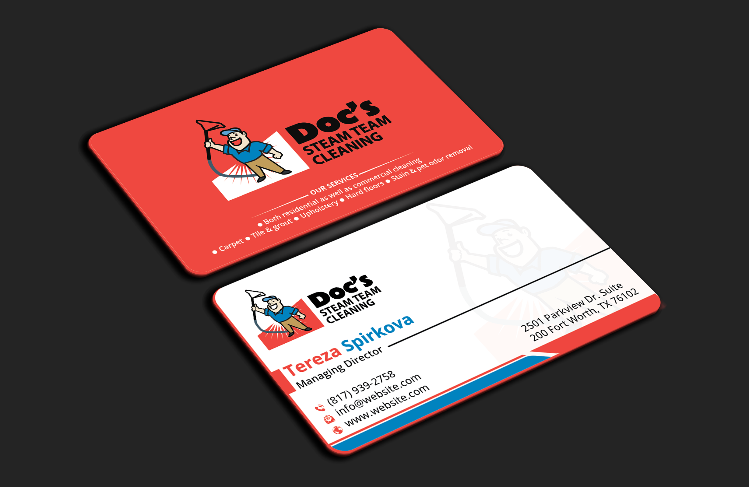 Diseño de Tarjeta de Presentación por DesignerShahadat para Doc's Steam Team Cleaning | Diseño #32502694