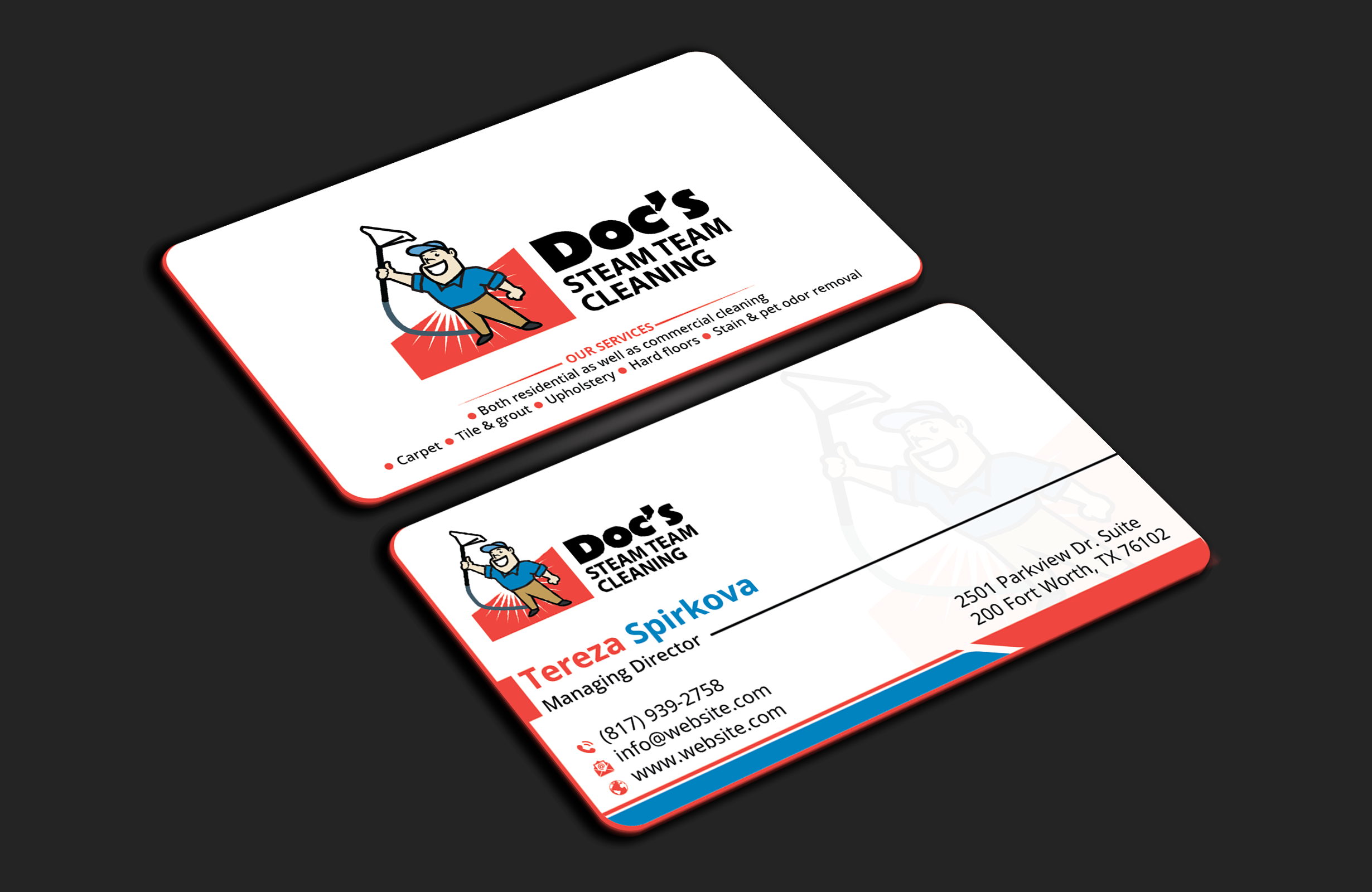 Diseño de Tarjeta de Presentación por DesignerShahadat para Doc's Steam Team Cleaning | Diseño #32502695