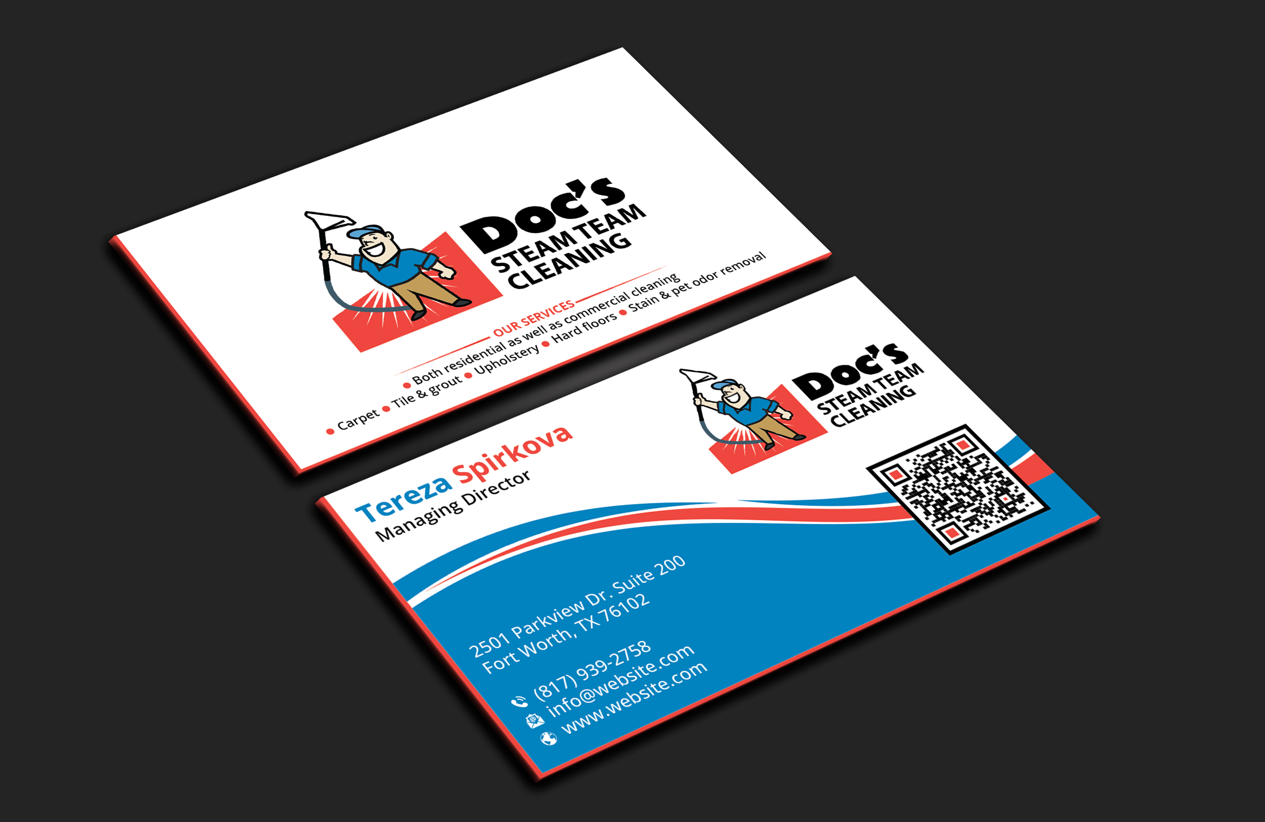 Diseño de Tarjeta de Presentación por DesignerShahadat para Doc's Steam Team Cleaning | Diseño #32502750