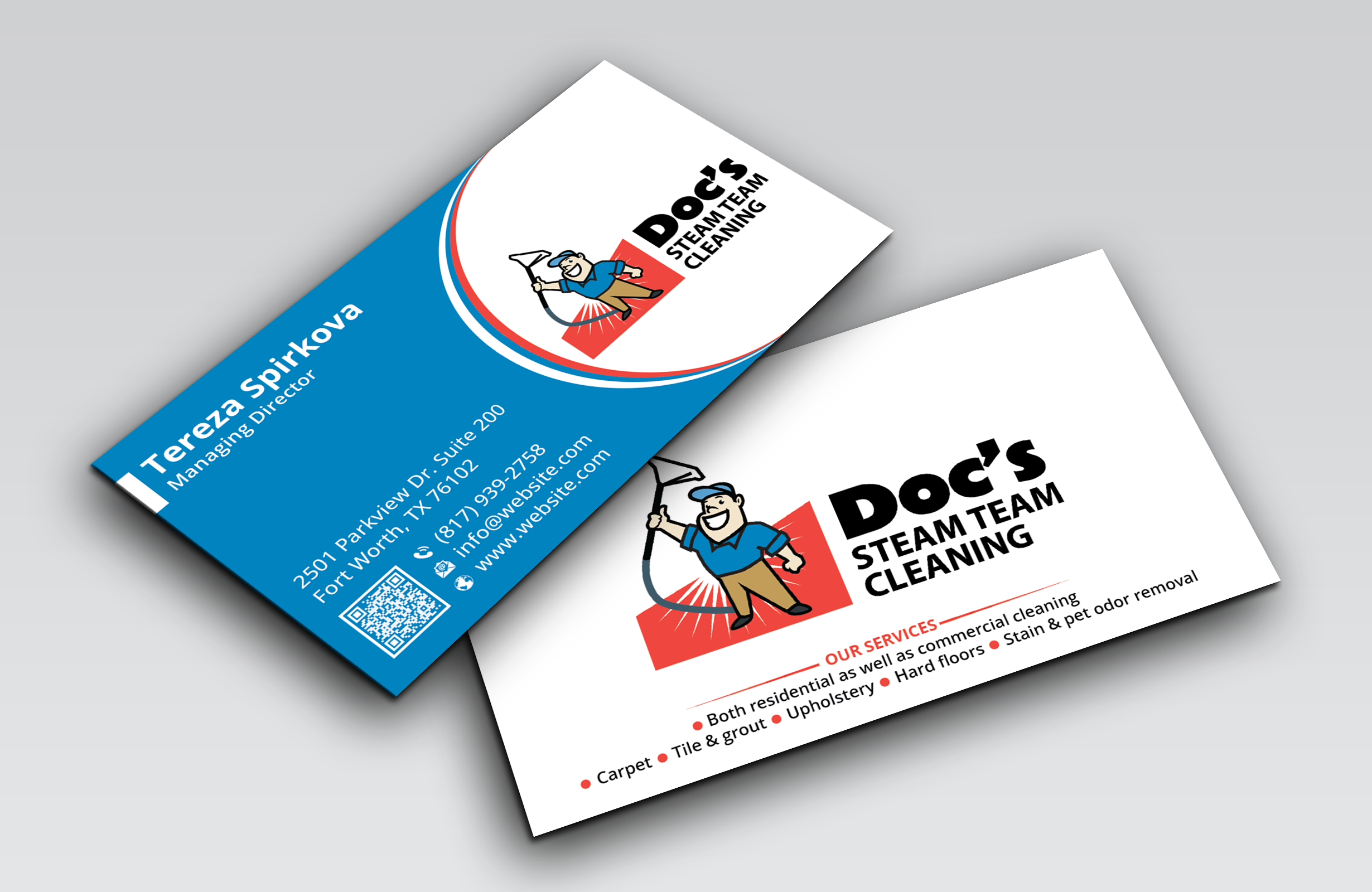 Diseño de Tarjeta de Presentación por DesignerShahadat para Doc's Steam Team Cleaning | Diseño #32502768
