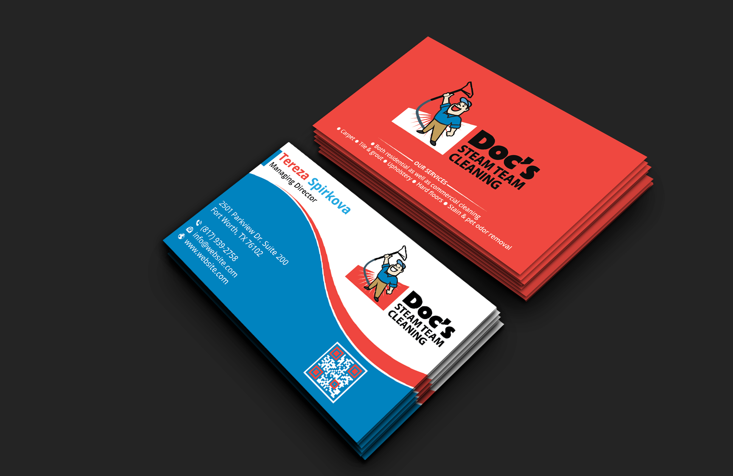 Business Card Design by DesignerShahadat for Doc's Steam Team Cleaning | Design #32502826