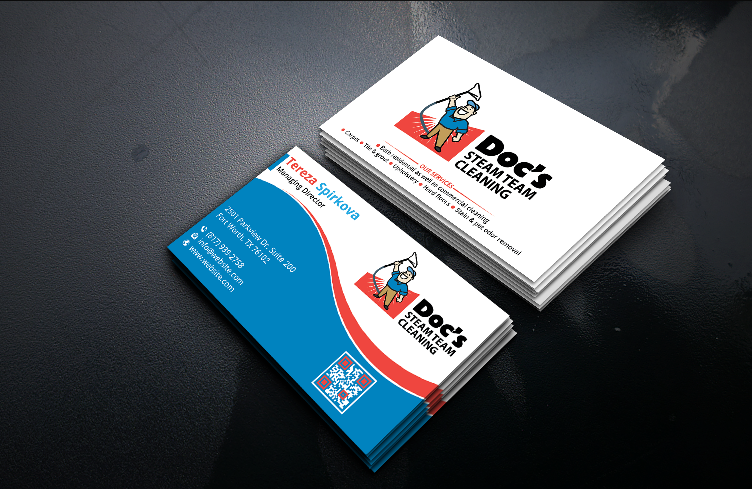 Business Card Design by DesignerShahadat for Doc's Steam Team Cleaning | Design #32502828