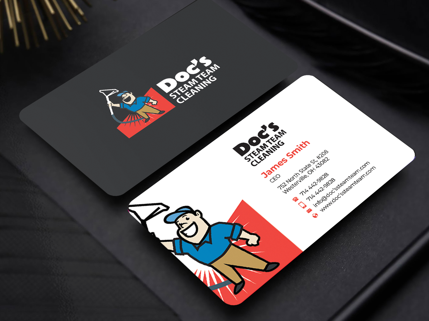 Business Card Design by Innovative Graphix for Doc's Steam Team Cleaning | Design #32501266