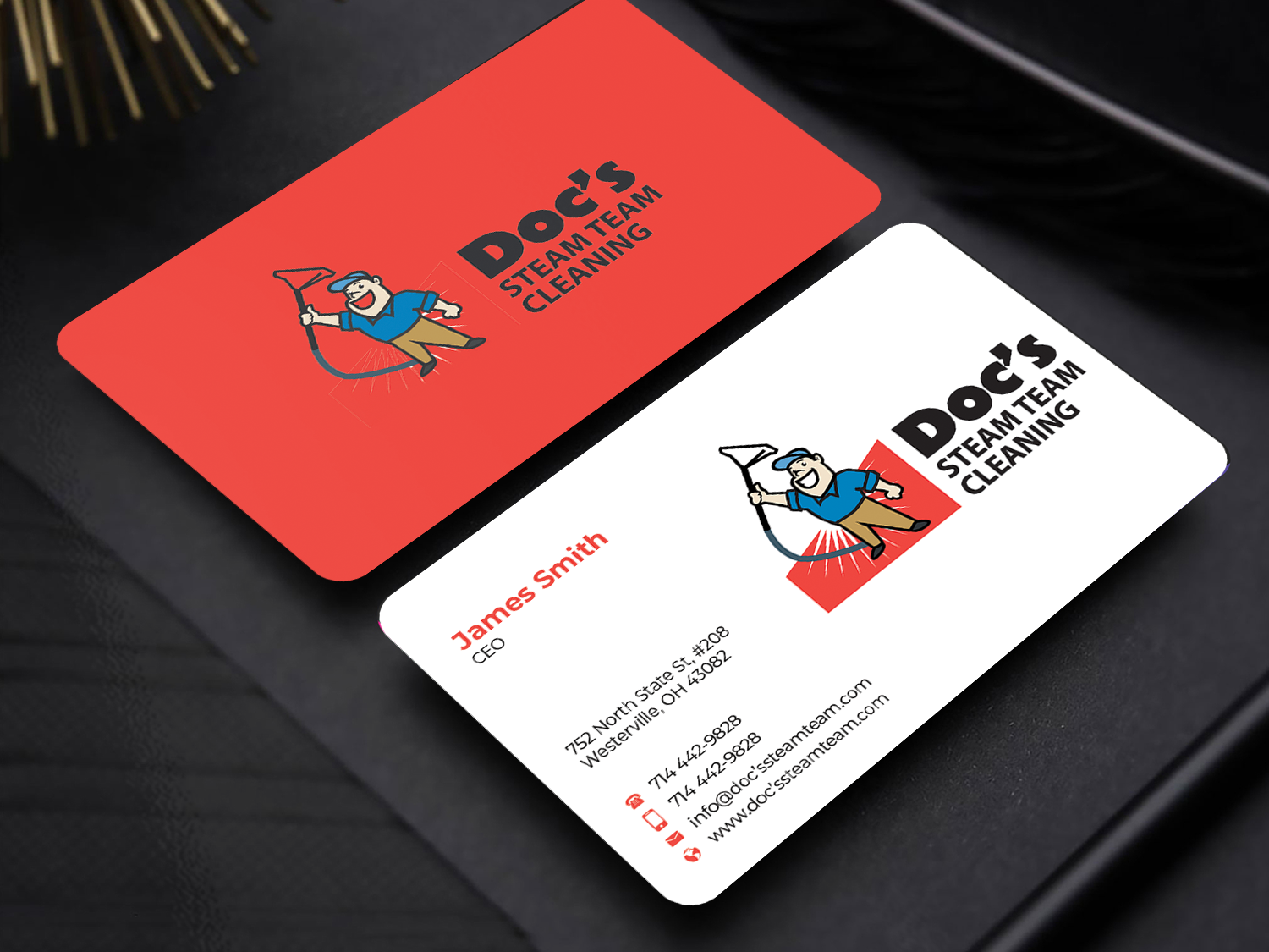 Business Card Design by Innovative Graphix for Doc's Steam Team Cleaning | Design #32502231