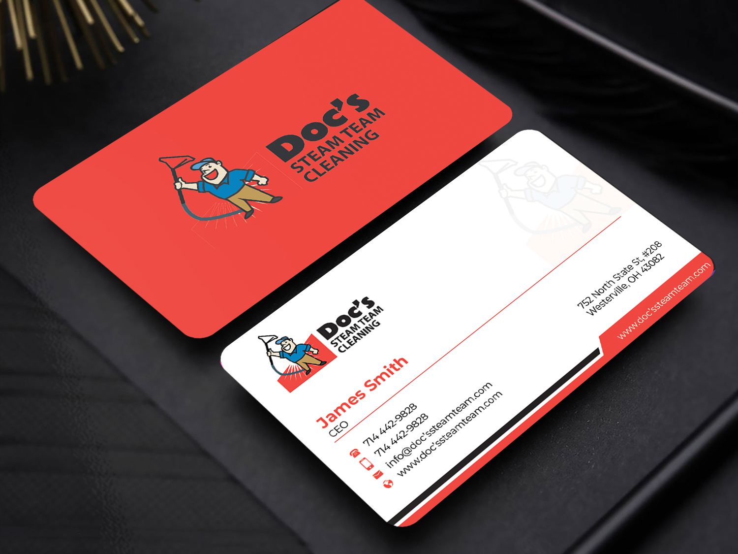 Business Card Design by Innovative Graphix for Doc's Steam Team Cleaning | Design #32502235