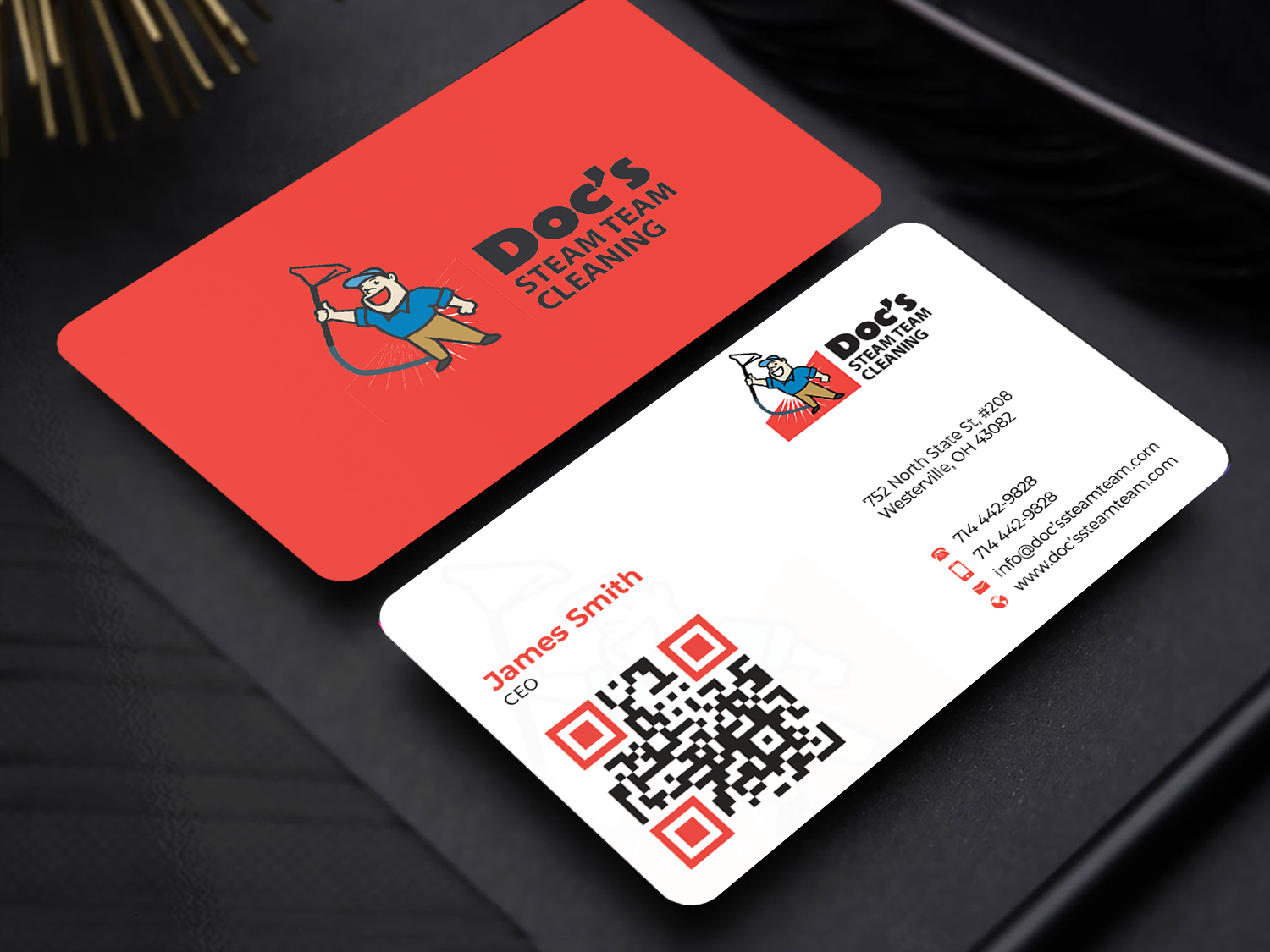 Business Card Design by Innovative Graphix for Doc's Steam Team Cleaning | Design #32502287