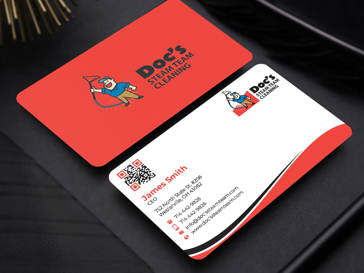 Business Card Design by Innovative Graphix for Doc's Steam Team Cleaning | Design #32502288