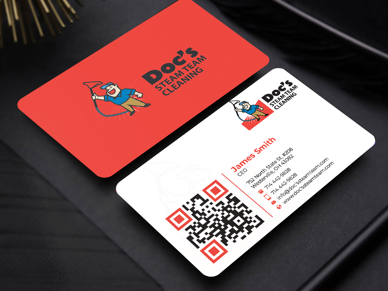 Business Card Design by Innovative Graphix for Doc's Steam Team Cleaning | Design #32502454