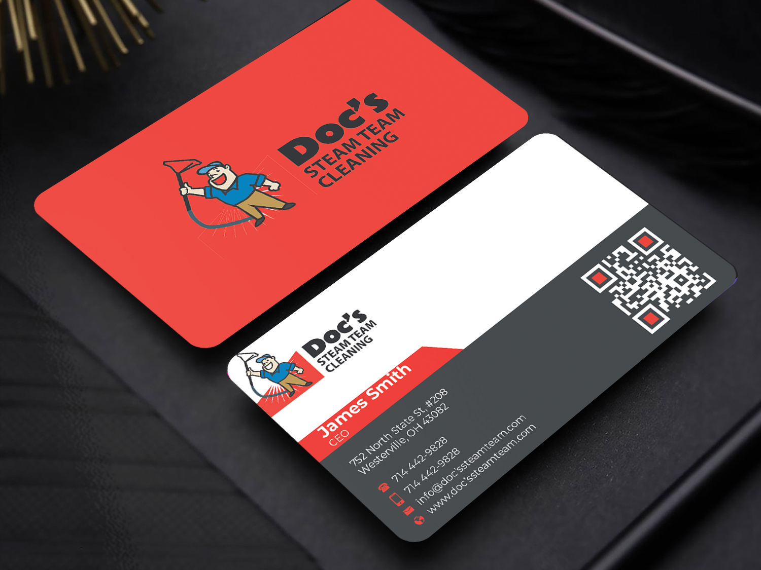 Business Card Design by Innovative Graphix for Doc's Steam Team Cleaning | Design #32502899
