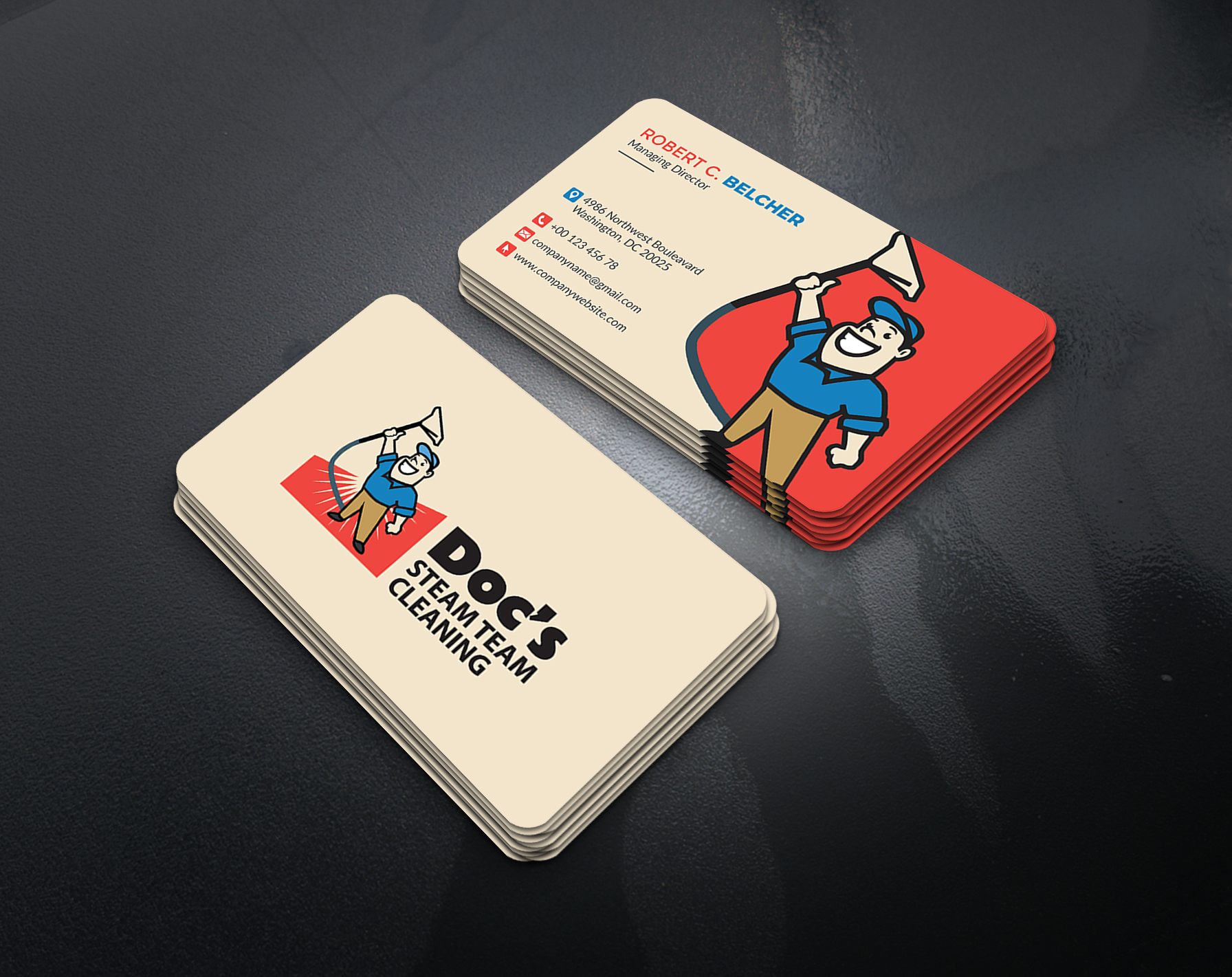 Business Card Design by artbitin for Doc's Steam Team Cleaning | Design #32504234