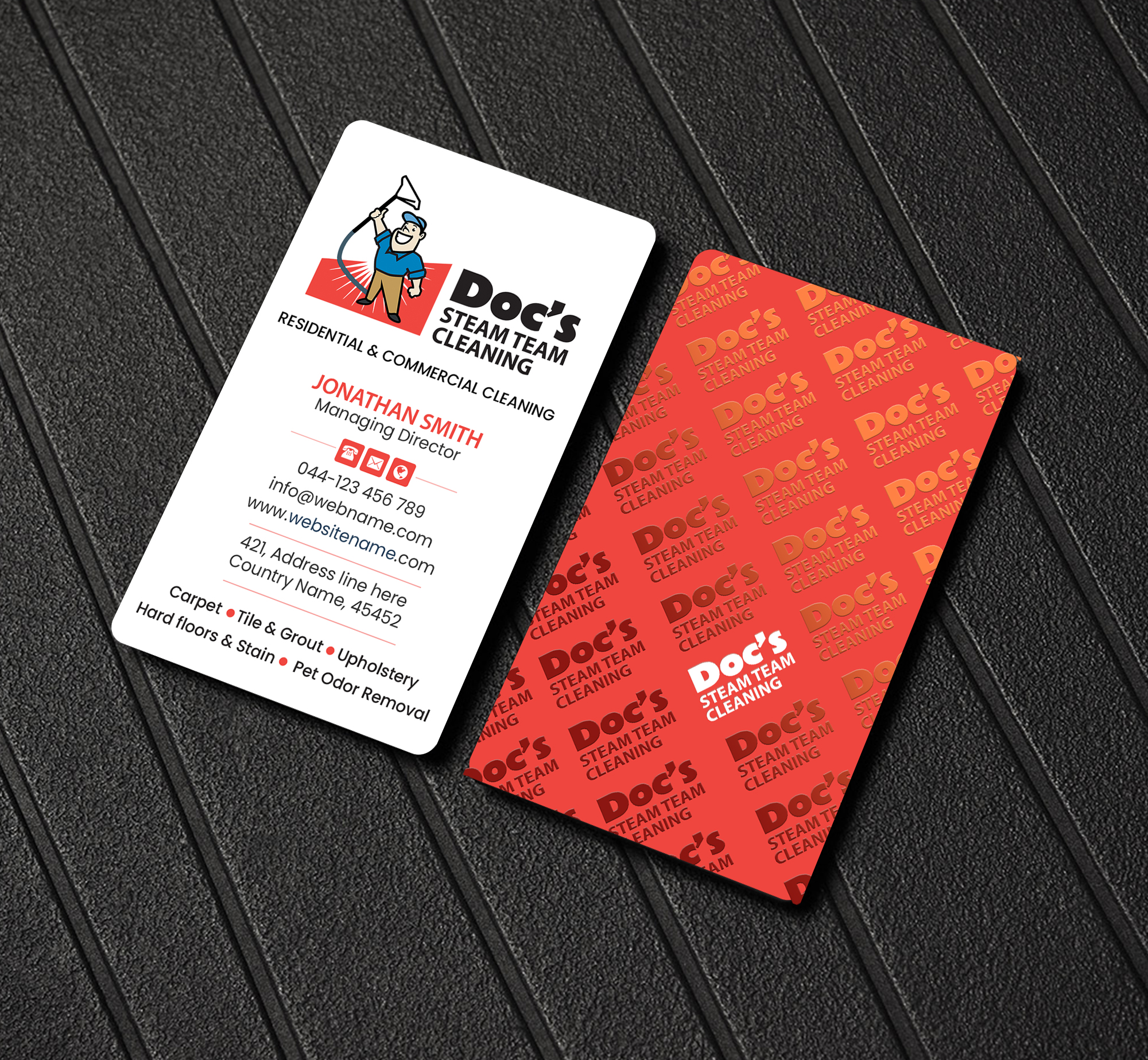 Business Card Design by Creations Box 2015 for Doc's Steam Team Cleaning | Design #32504215
