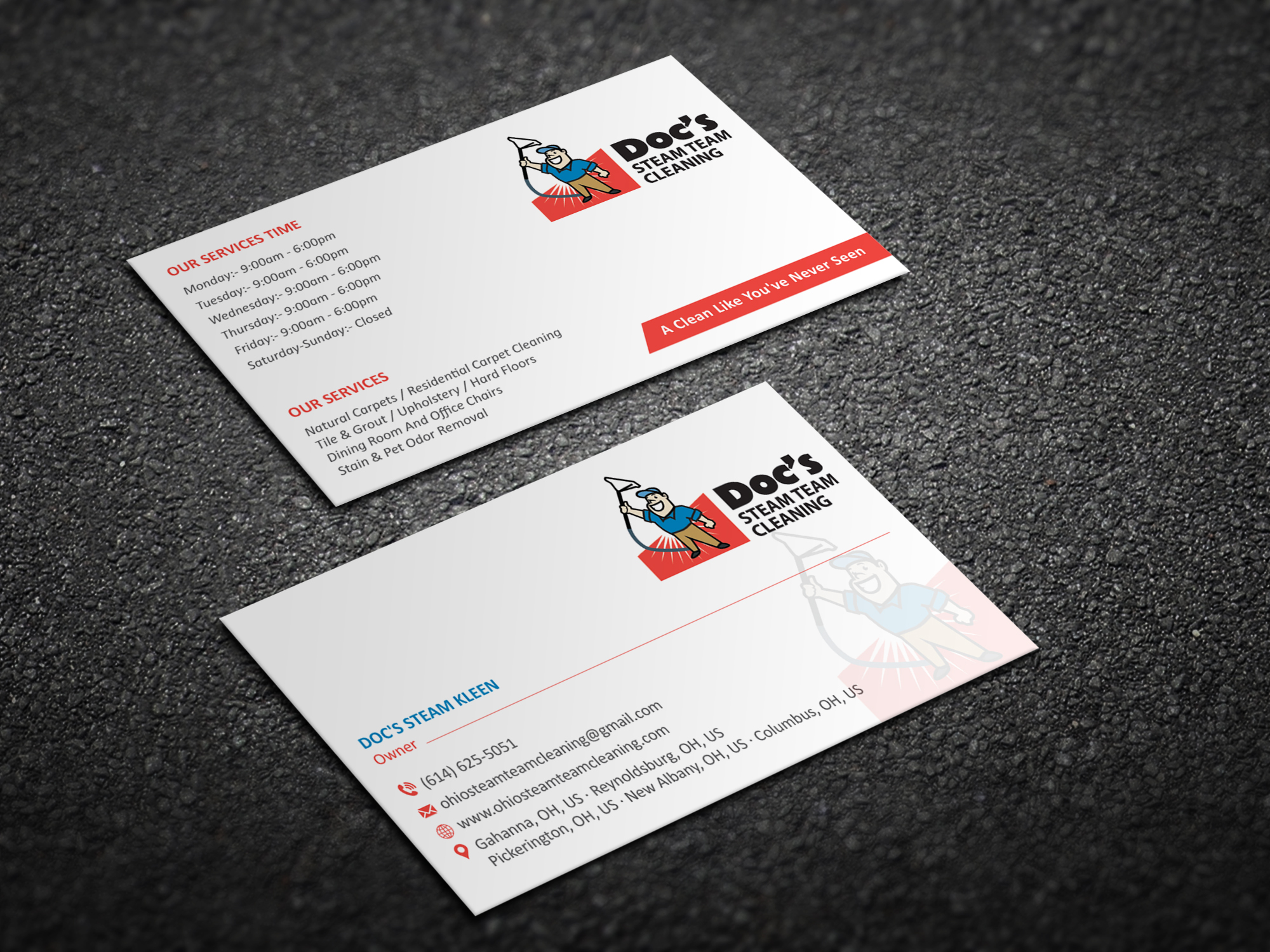 Business Card Design by Magic of Art for Doc's Steam Team Cleaning | Design #32504397