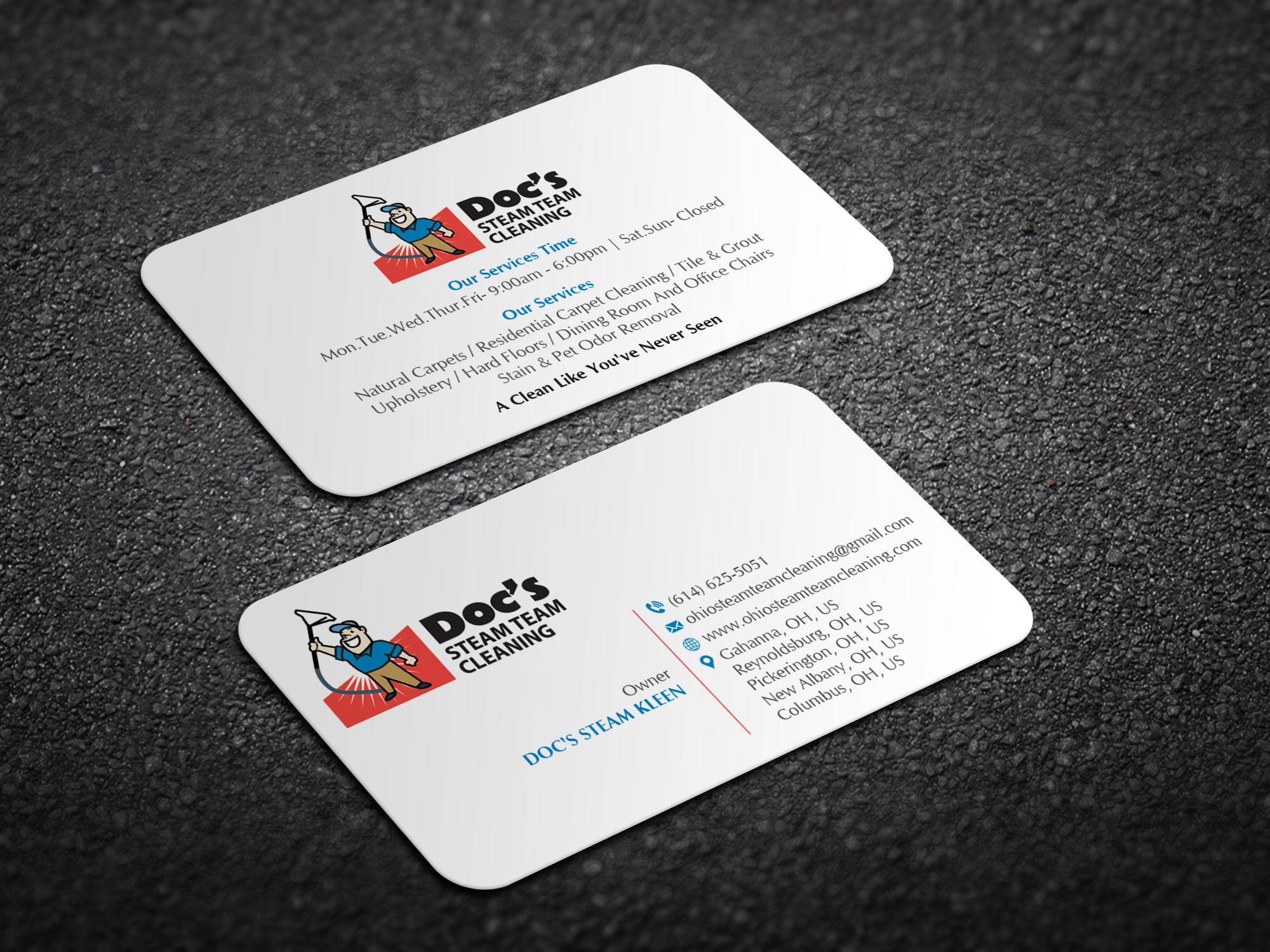 Business Card Design by Magic of Art for Doc's Steam Team Cleaning | Design #32504398