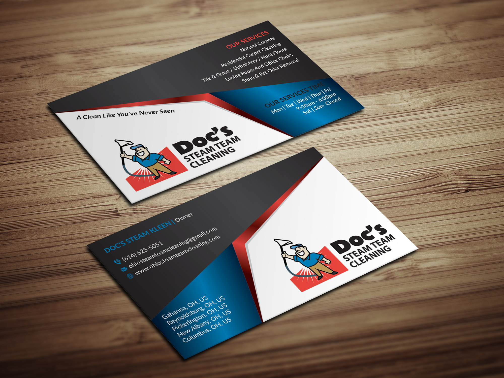 Business Card Design by Magic of Art for Doc's Steam Team Cleaning | Design #32504399