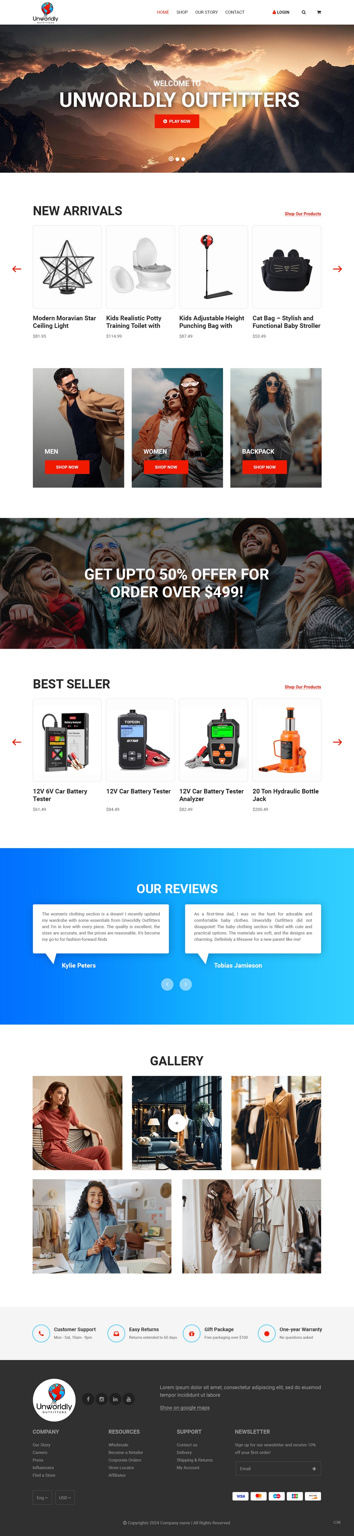 Web Design by pb for Unworldly Outfitters | Design #32540463