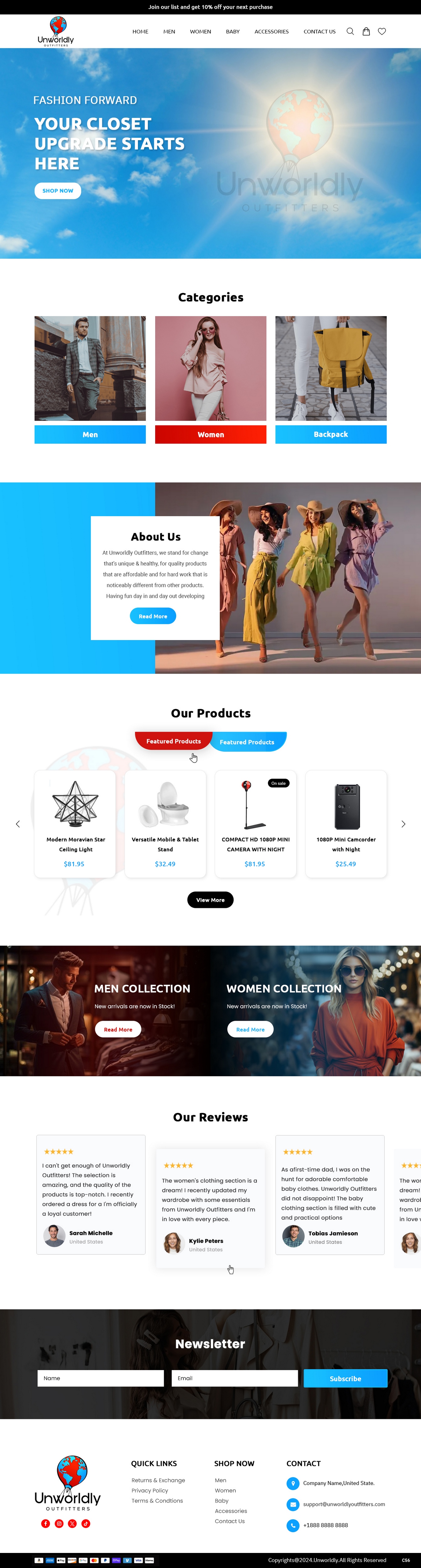 Web Design by pb for Unworldly Outfitters | Design #32540464