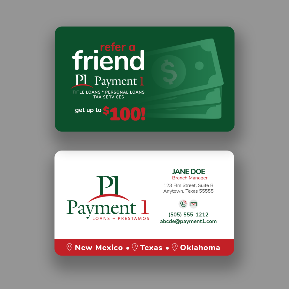Diseño de Tarjeta de Presentación por Andrés Sebastián para Payment 1 Financial | Diseño #32858639