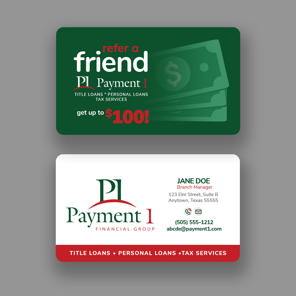 Business Card Design by Andrés Sebastián for Payment 1 Financial | Design #32858702