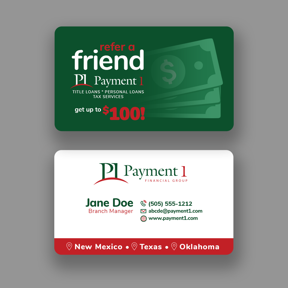 Business Card Design by Andrés Sebastián for Payment 1 Financial | Design #32858801