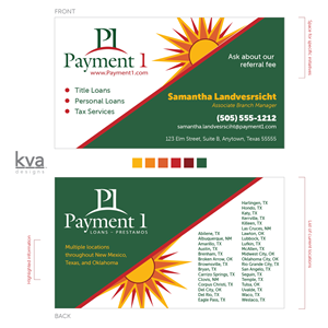 Diseño de Tarjeta de Presentación por KVA Designs para Payment 1 Financial | Diseño: #33053355