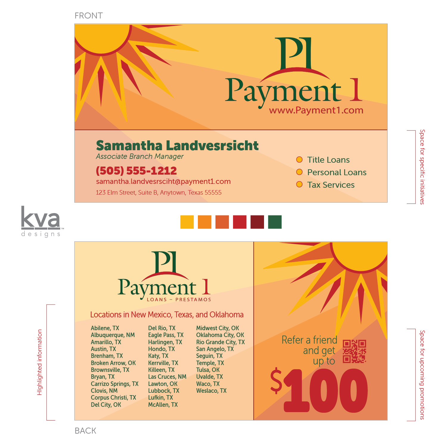 Diseño de Tarjeta de Presentación por KVA Designs para Payment 1 Financial | Diseño #33053358