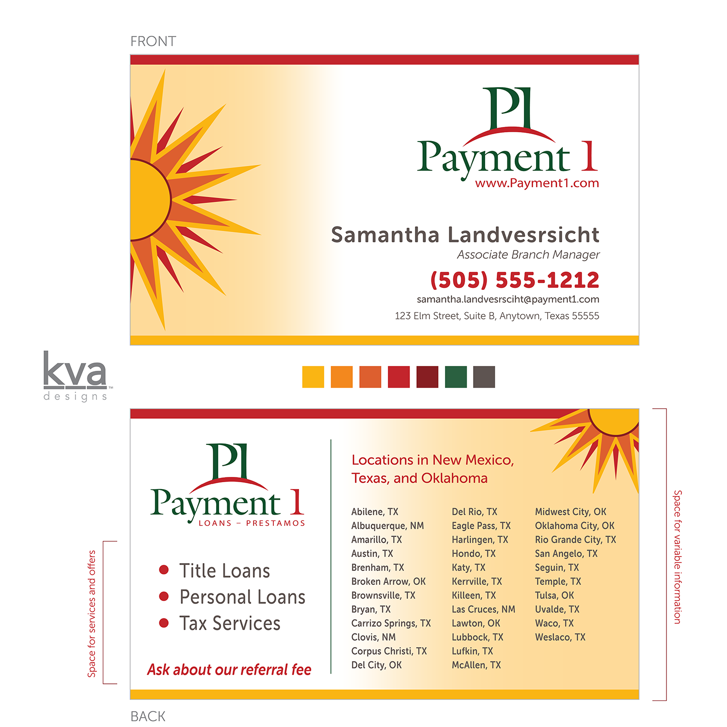 Diseño de Tarjeta de Presentación por KVA Designs para Payment 1 Financial | Diseño #33053391