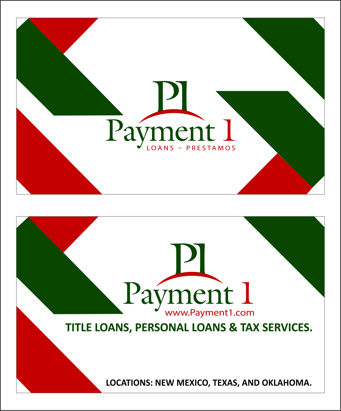 Visitenkarten-Design von Sudhir Jhanjhot für Payment 1 Financial | Design #33022413