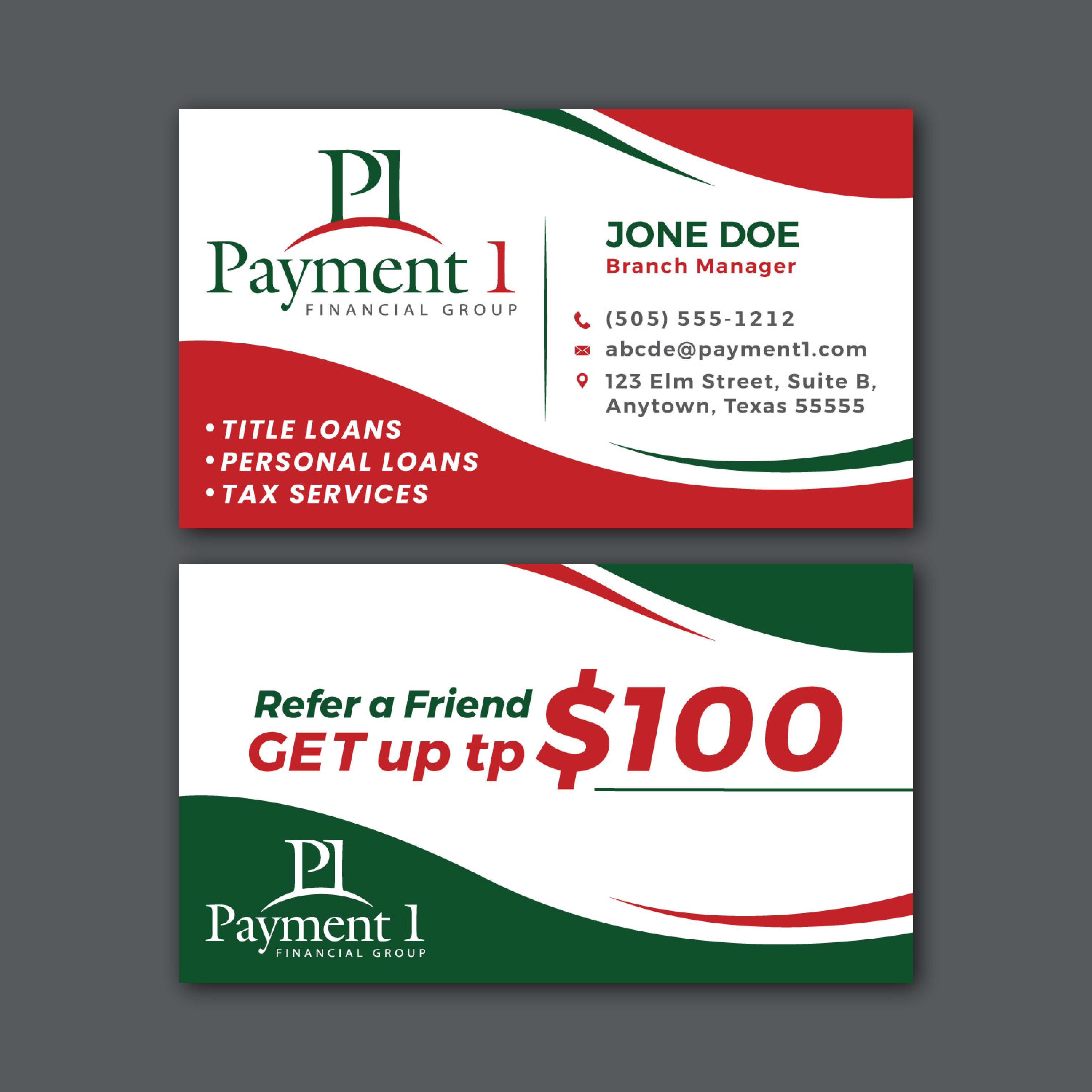 Visitenkarten-Design von Impressive Designs für Payment 1 Financial | Design #32997473