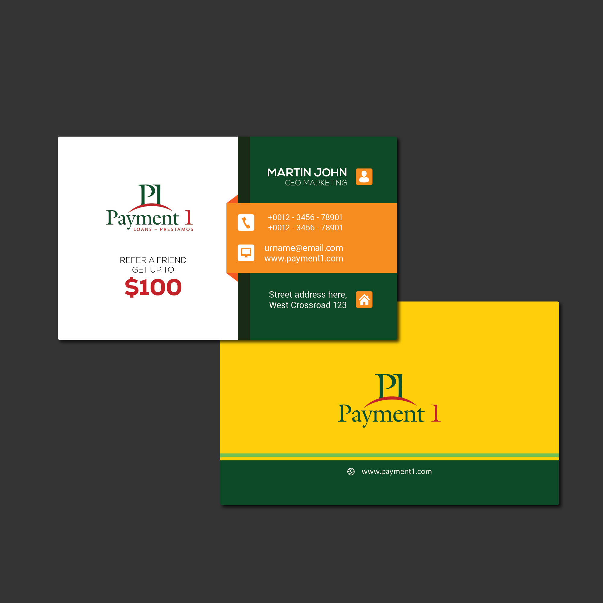 Business Card Design by Adriyan darusman for Payment 1 Financial | Design #32598074