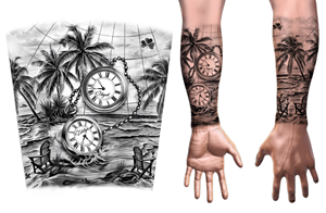 Pocket Watch with a beach palm tree backdrop