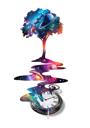 Tree, stream flowing over space time 