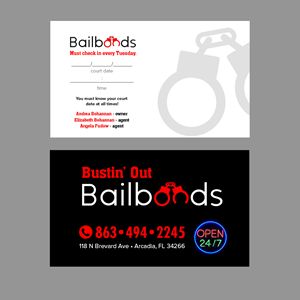 Business Card Design by Andrés Sebastián for Bustin’ Out Bailbonds  | Design #32647318