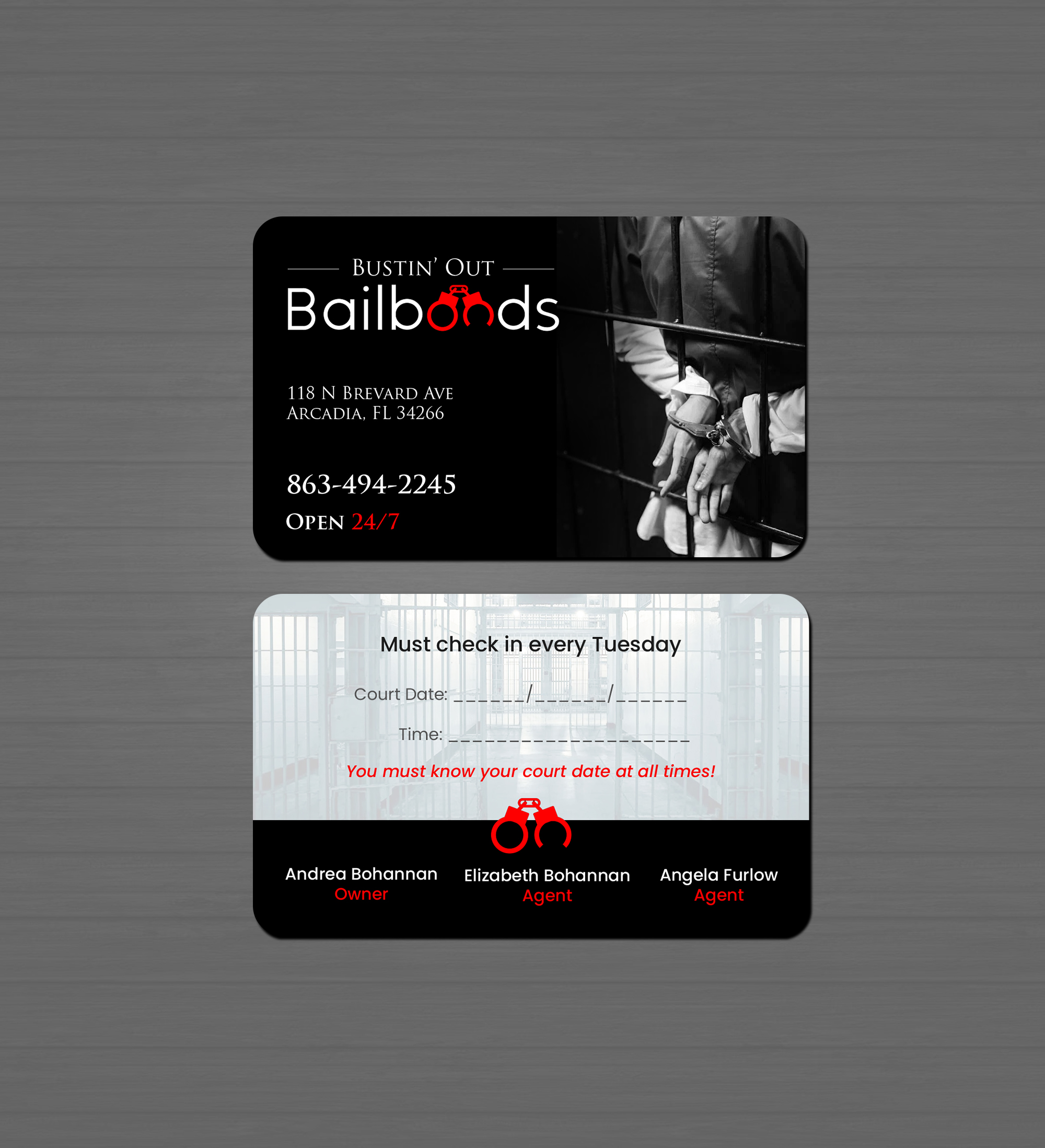Visitenkarten-Design von Creations Box 2015 für Bustin’ Out Bailbonds  | Design #32645151