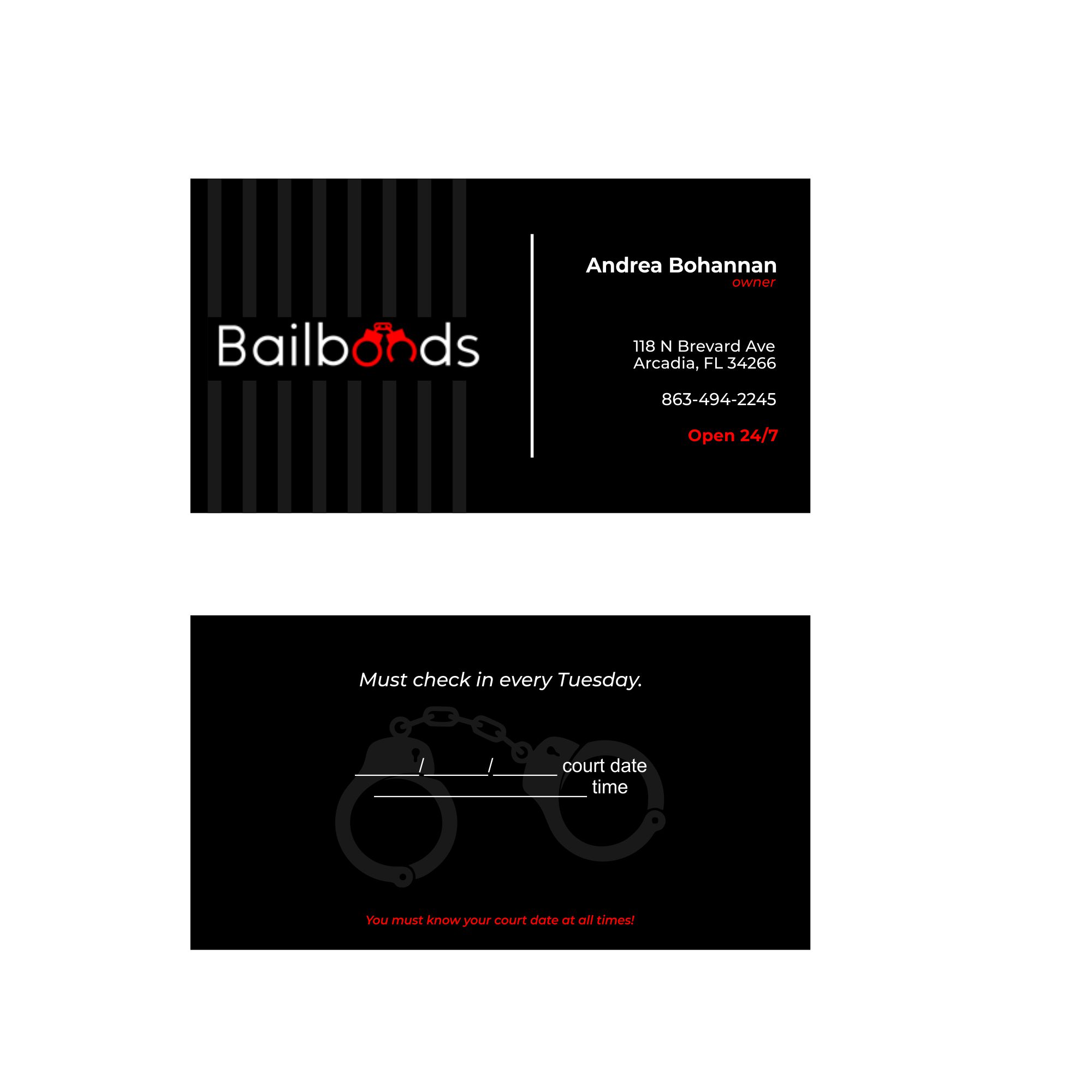 Business Card Design by agustian spades for Bustin’ Out Bailbonds  | Design #32644900