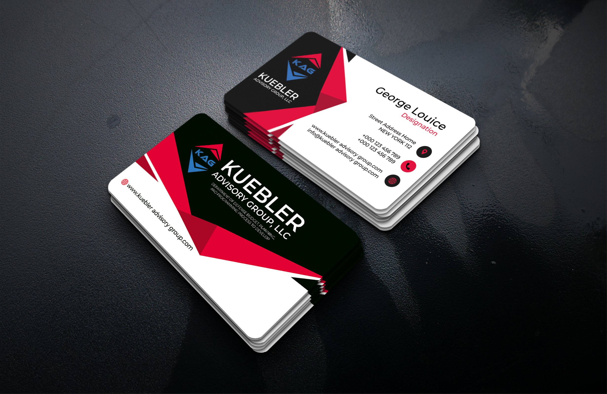 Diseño de Tarjeta de Presentación por George_Louis para Kuebler Advisory Group, LLC | Diseño #32689788