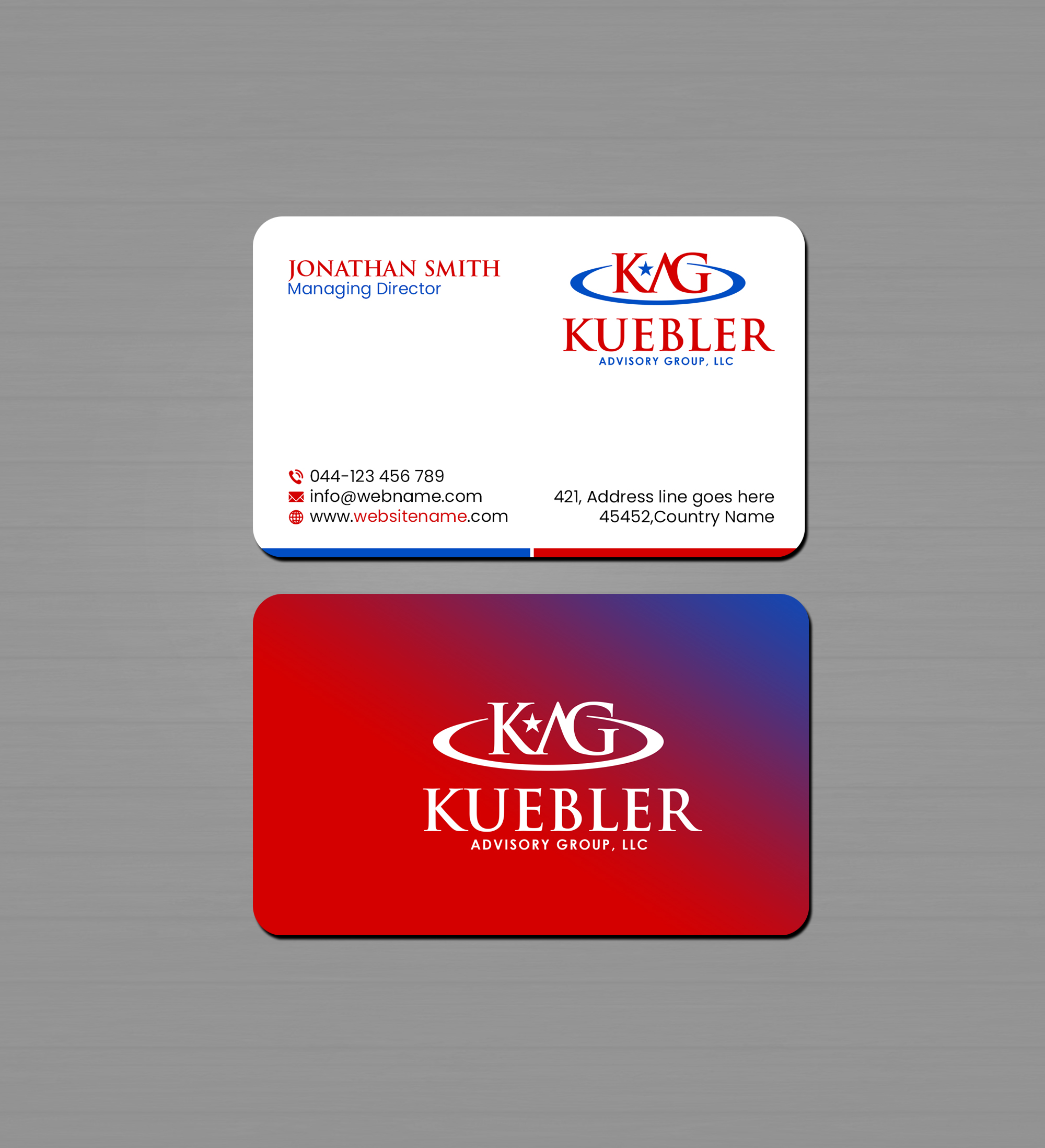 Visitenkarten-Design von Creations Box 2015 für Kuebler Advisory Group, LLC | Design #32674766